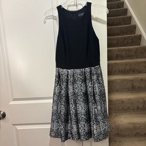 Betsy & Adam Classic Black and Snake Print Dress